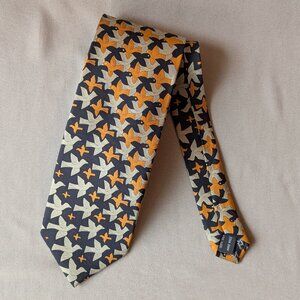 The Art Of M.C. Escher Mens Metamorphosis Silk Tie Geometric Printed Birds Fish.